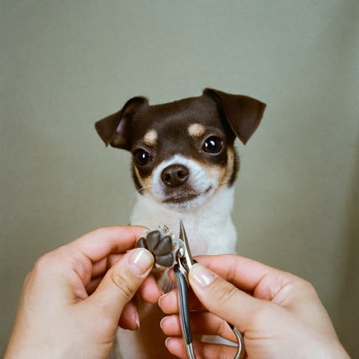 A dog's paw held gently for a nail trim